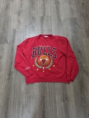 Mitchell Ness Chicago Bulls Crewneck Sweater Mens Size Large